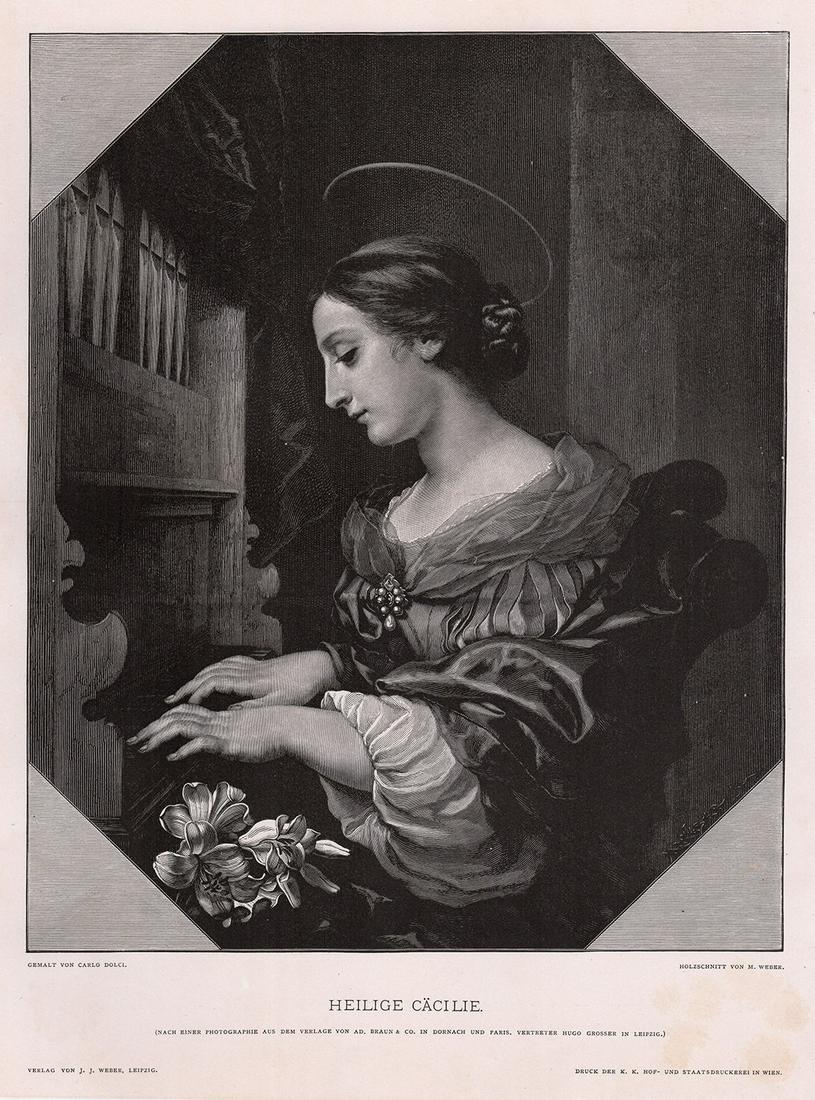 Carlo Dolci Heilige Cacilie (Saint Cecilia) woodcut (1 of 2)