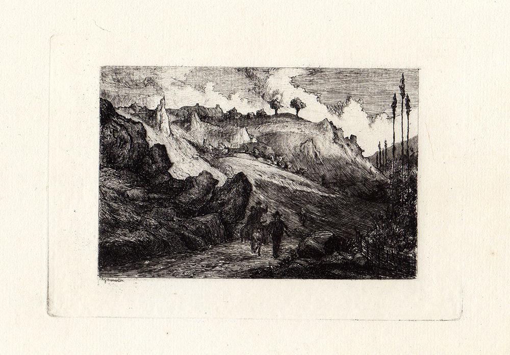 1873 Philip Gilbert Hamerton A Rocky Road etching (1 of 2)