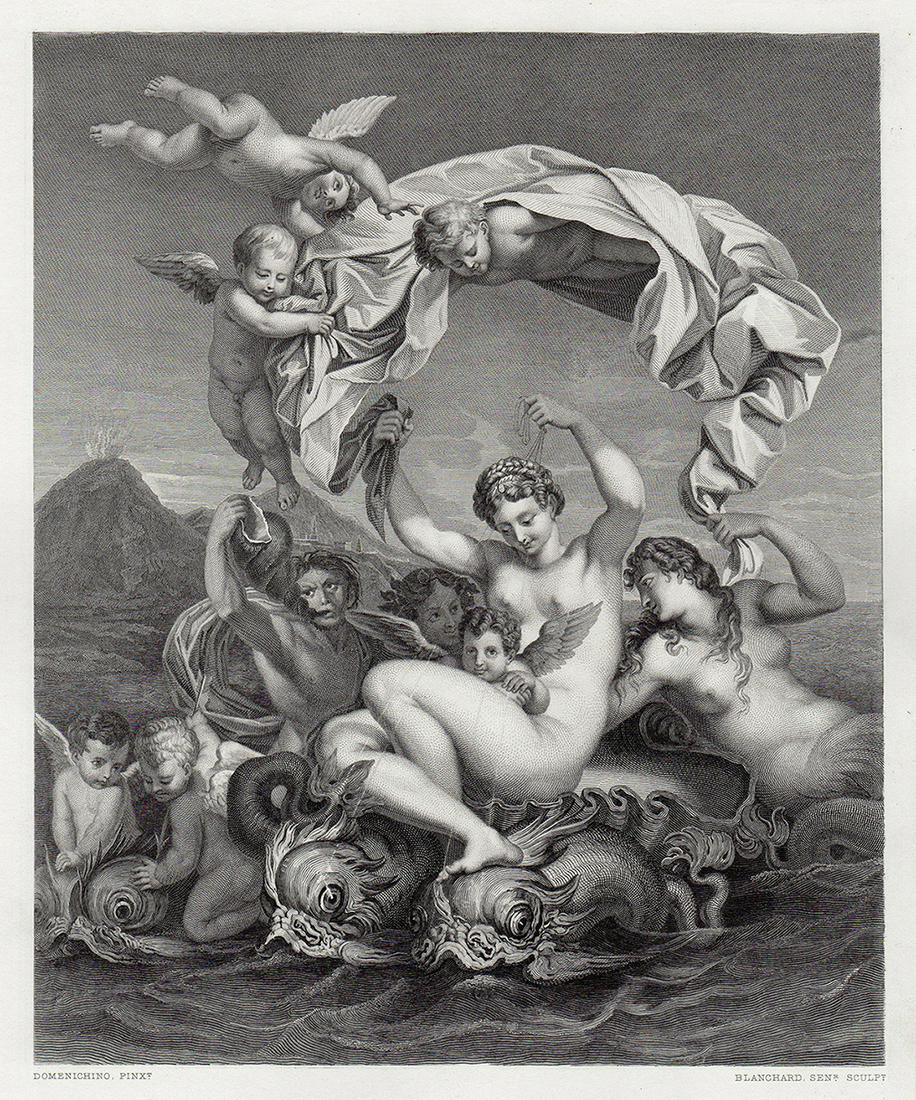 1875 Domenichino Triumph of Galatea engraving signed (1 of 3)