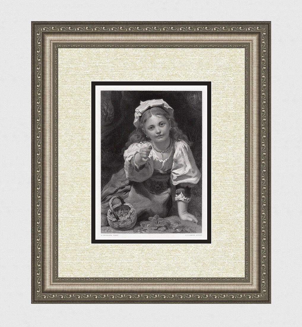 Pierre De Coninck The Strawberry Girl 1875 engraving (1 of 3)