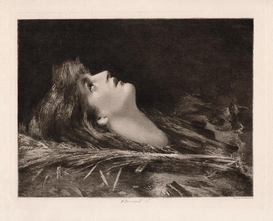 Jean Jacques Henner 1890 etching A Martyr signed (1 of 3)