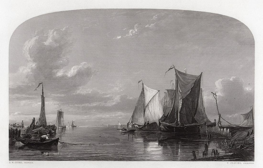 Edward William Cooke Dutch Boats in a Calm engraving (1 of 3)