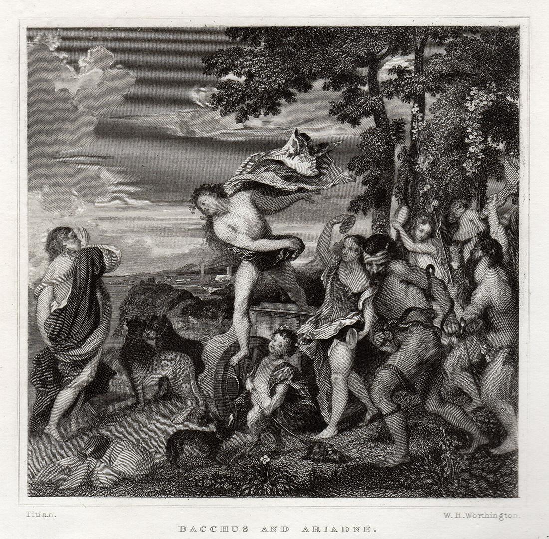 Titian Bacchus and Ariadne 1834 Engraving Signed (1 of 2)