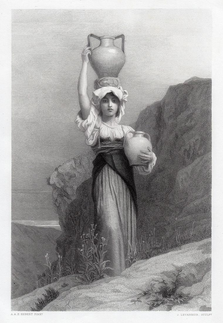 Antoine Auguste Herbert The Water Bearer 1876 engraving (1 of 2)