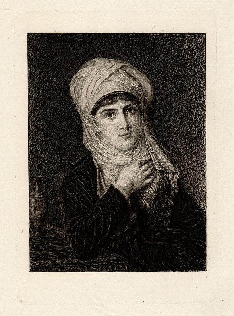 Ludwig Otto Girl of Hydra 1883 etching (1 of 2)