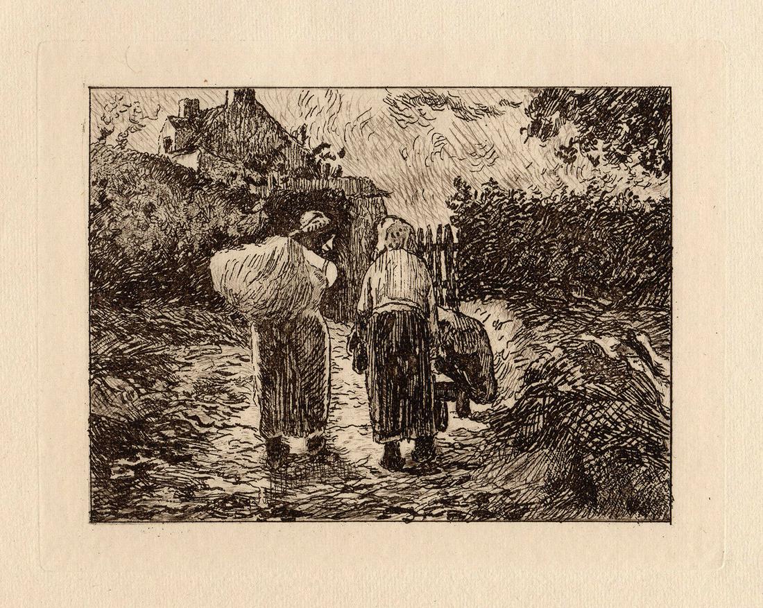 1892 Camille Pissarro 1892 Etching "Return from the (1 of 2)