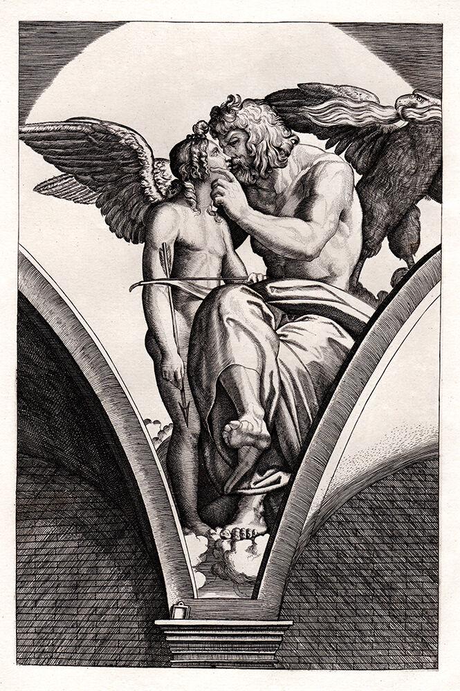 1886 Raphael Etching "Jupiter and Cupid" DURAND (1 of 2)