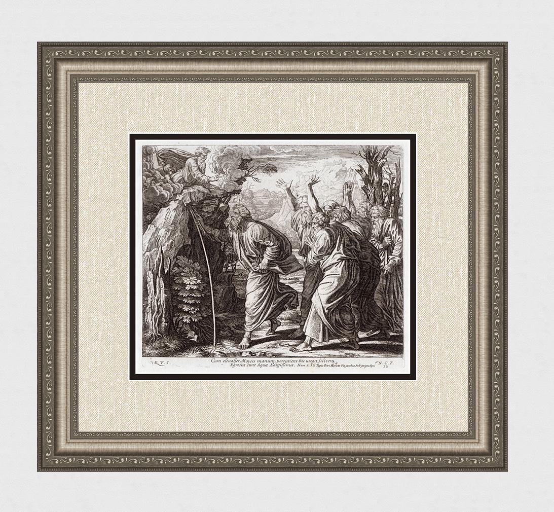 Raphael 1649 Engraving Vatican Moses brings water from (1 of 4)