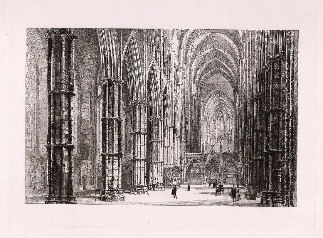 Herbert Railton The Interior of the Nave 1889 etching (1 of 2)