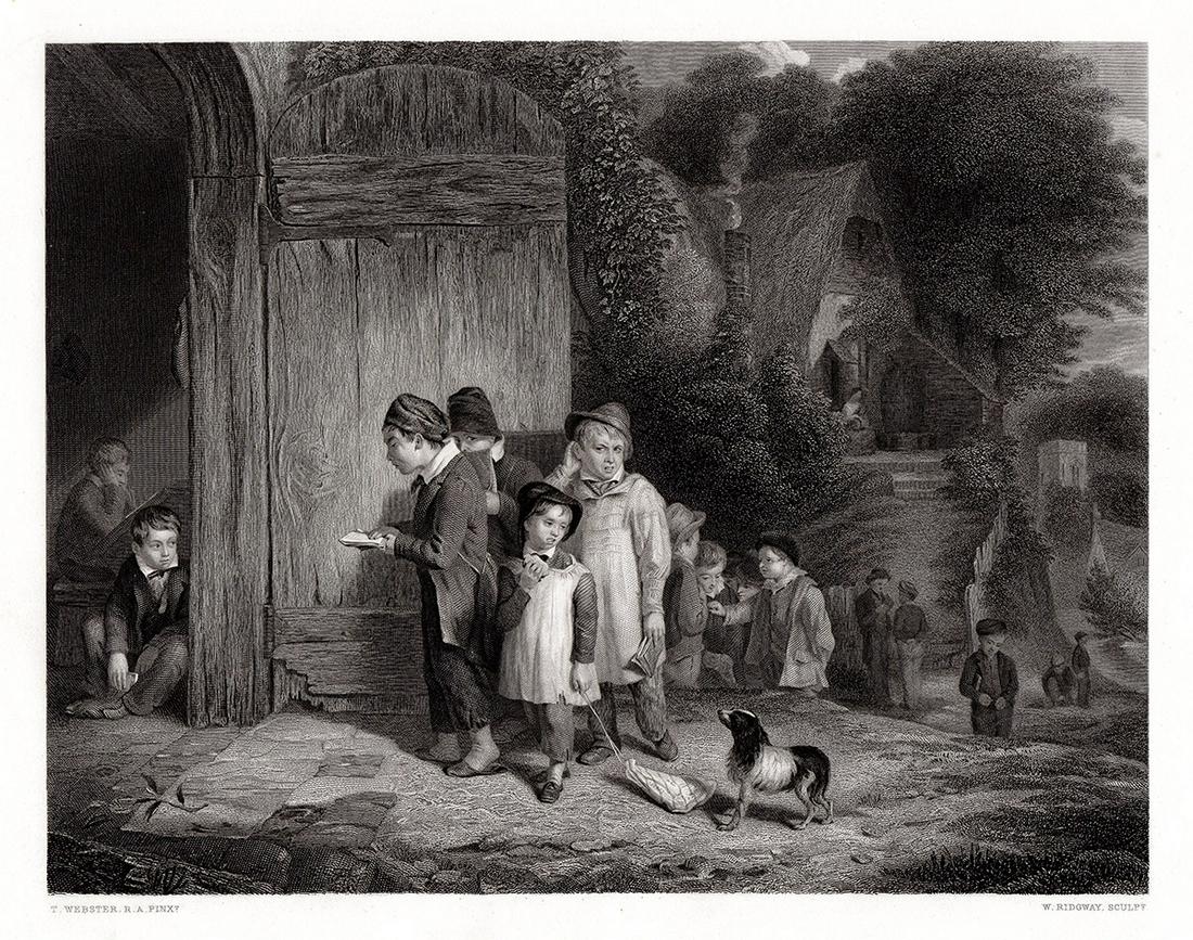 Thomas Webster 1862 engraving Going to School signed (1 of 3)