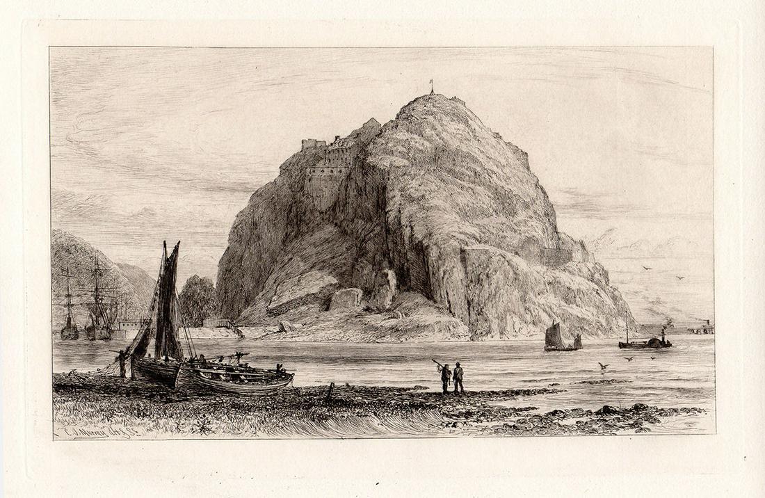1883 Charles Oliver Murray Dumbarton etching signed (1 of 2)