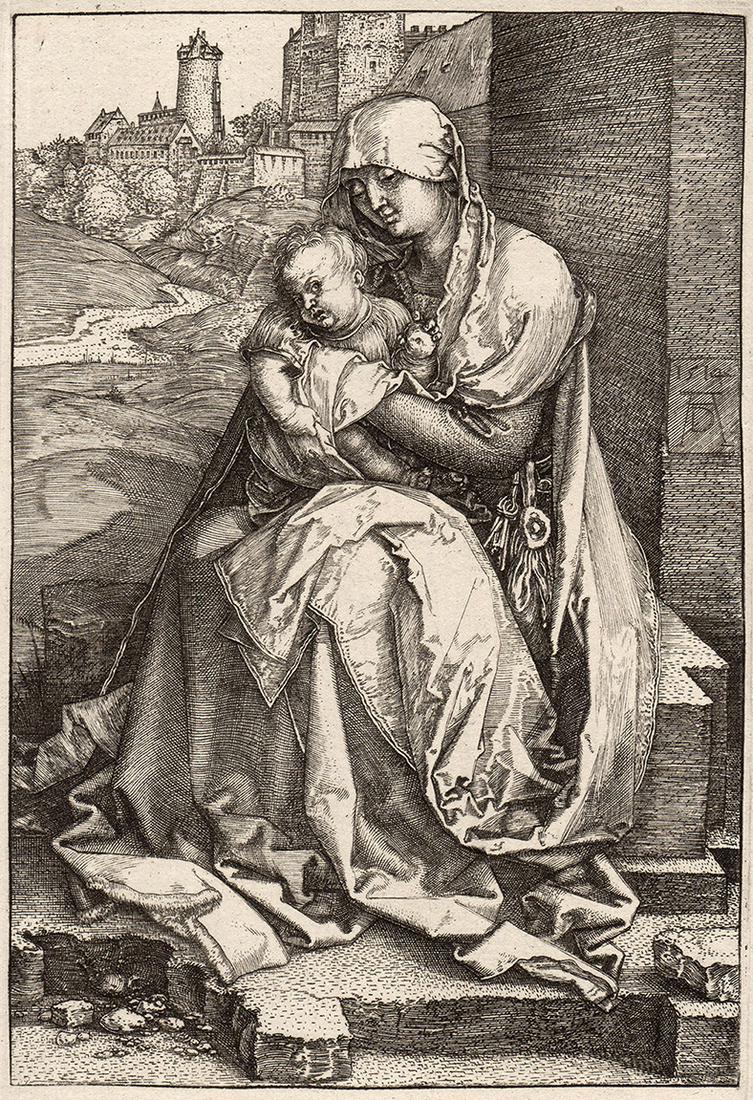 1876 Albrecht Durer Madonna by the Wall engraving signed Durand Goring Unique: Albrecht Durer. (1471 - 1528). "Madonna by the Wall," (From Hermann Goring's private collection at Bergfhof). Antique Copper plate engraving on laid paper executed by master engraver Amand Durand (183