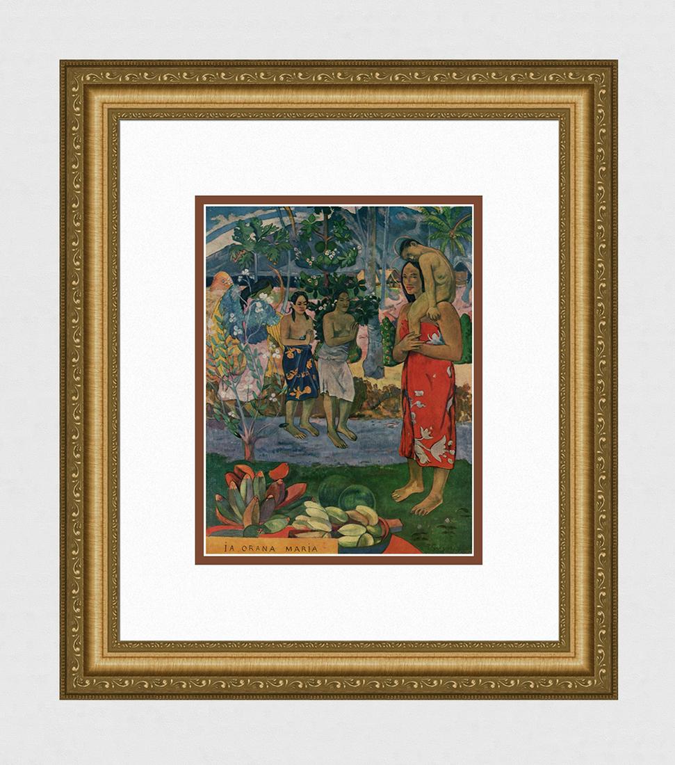 1958 Paul Gauguin Vintage Color Print "Hail Mary" Signed Framed COA (1 of 2)