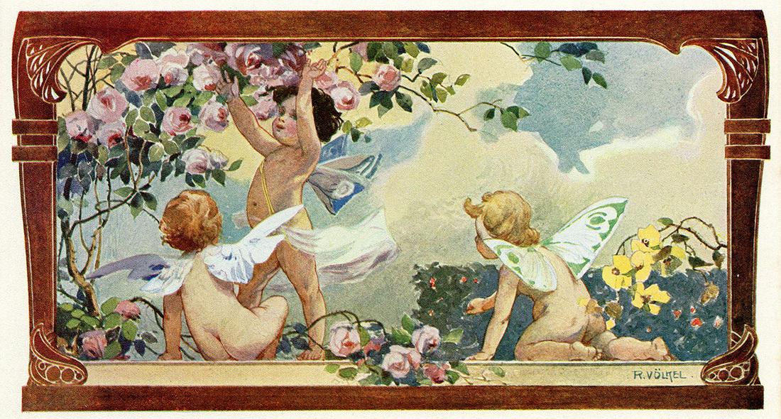 Reinhold Volkel In the Garden lithograph signed (1 of 2)