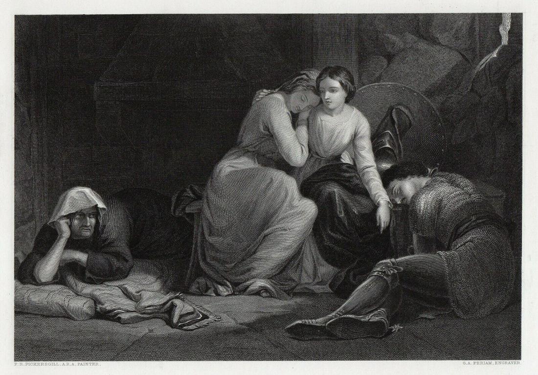 Henry William Pickersgill RA Florimel and the Witch 1852 Engraving Signed: Henry William Pickersgill RA. Florimel and the Witch. Antique steel engraving on wove paper after the original painting by master engraver George Austen Periam (British, 1801; d. after 1853). 1852. Si