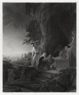 Rembrandt Noli Me Tangere (Christ and St Mary Magdalen at the Tomb) 1857 Engraving Signed: After Rembrandt Harmenszoon Van Rijn. Noli Me Tangere (Christ and St Mary Magdalen at the Tomb). Antique engraving on wove paper after the original oil on panel by master engraver Gustave Levy