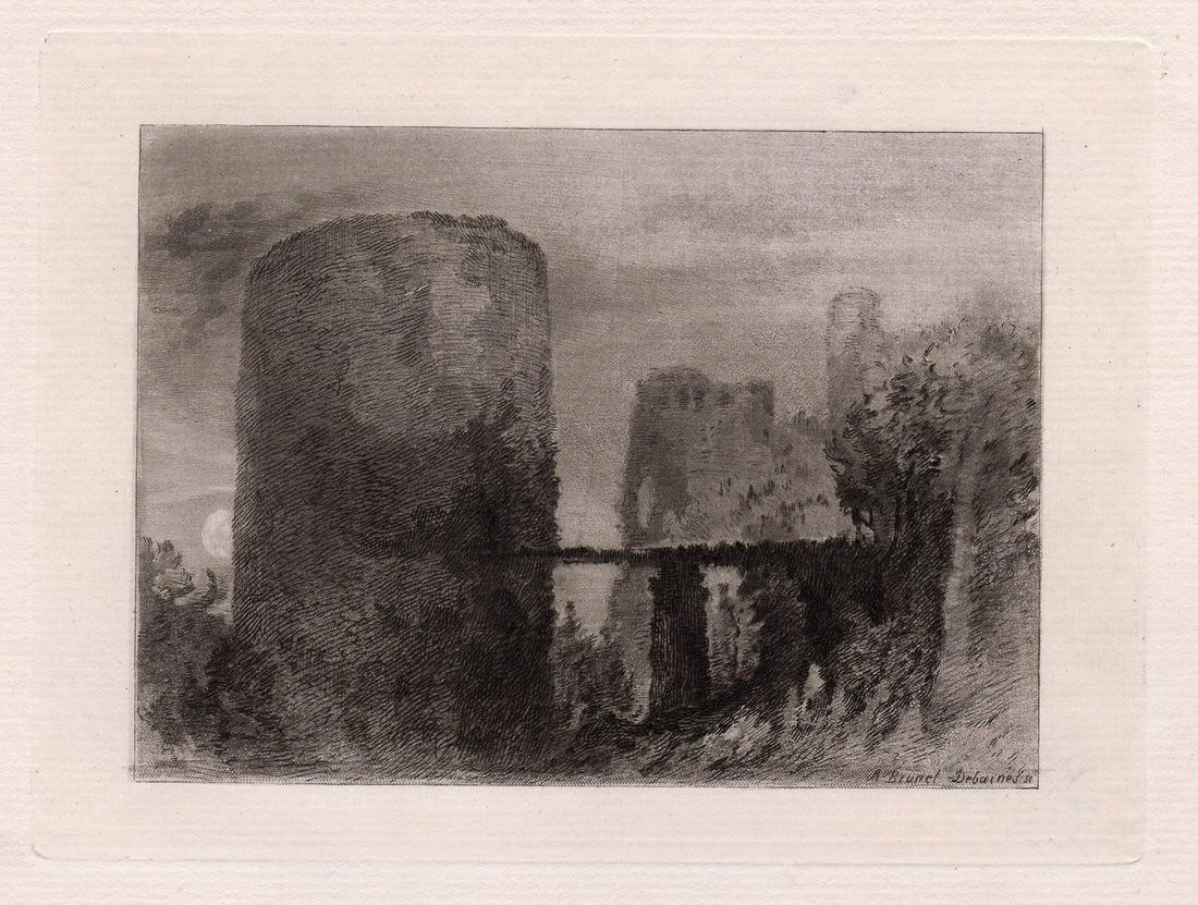 Joseph Mallord William Turner Ruined Castle etching signed (1 of 2)