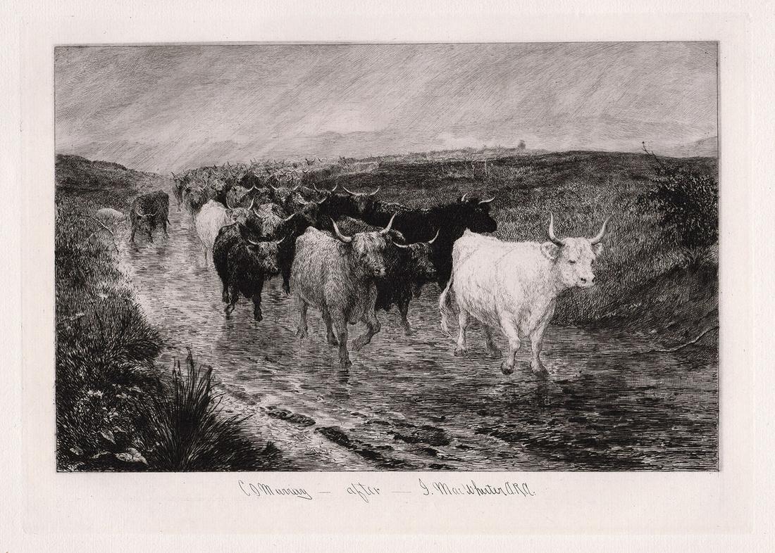 1881 John MacWhirter West Highlanders etching signed (1 of 2)