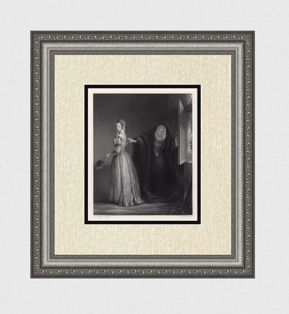 Fabulous Gilbert Stuart Newton 1800s Engraving "The Deunna" SIGNED FRAMED COA: Gilbert Stuart Newton (British, 1795 â€“ 1835). The Deunna. Antique engraving on wove paper after the original by master engraver Charles Henry Jeens (British, 1827-1879). Signed in the plate. Ye