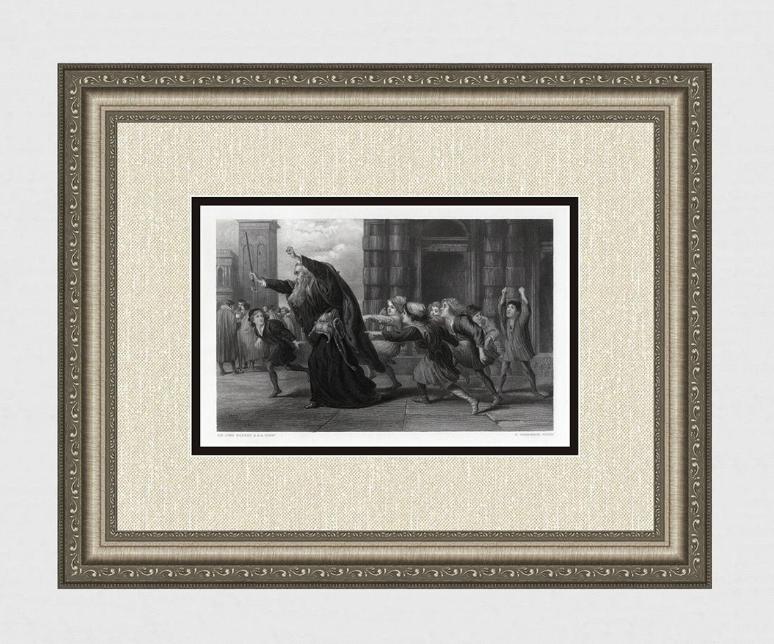 1800s Gilbert Stuart Newton Engraving Shylock after the Trial Signed: Gilbert Stuart Newton (British, 1795 â€“ 1835). Shylock after the Trial. Antique engraving on wove paper after the original by master engraver George Greatbach (British, 1819-1884). Signed in the