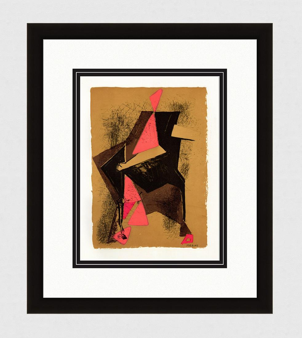 LIMITED Marino Marini SIGNED 1959 Lithograph Cavalier Sur Fond, Ocre FRAMED (1 of 3)