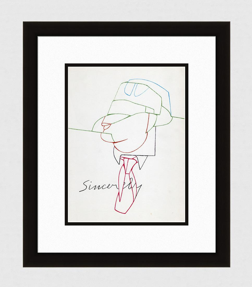 ORIGINAL Valerio Adami 1970 Color Lithograph "Sincerely" Gallery Framed (1 of 3)
