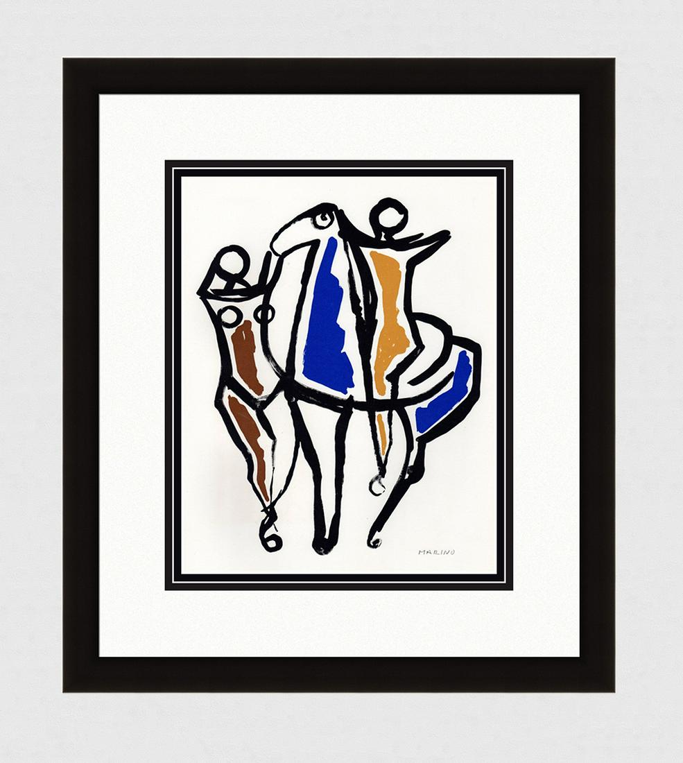 MARINO MARINI 1959 Lithograph Horse with Two Acrobats Framed SIGNED LIMITED (1 of 4)