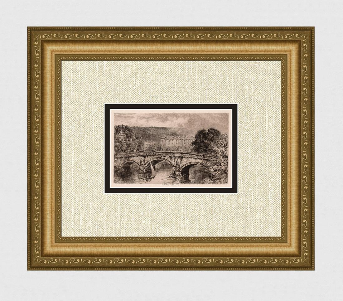 1891 Alfred Dawson Chatsworth etching signed (1 of 3)