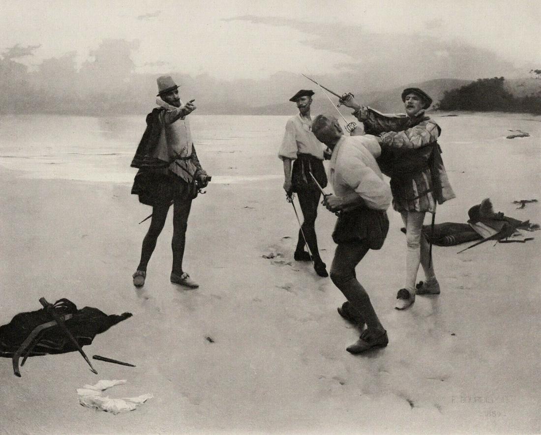 Frank William Bourdillon 1800s Antique Print Bideford Sands SIGNED Framed COA (1 of 2)