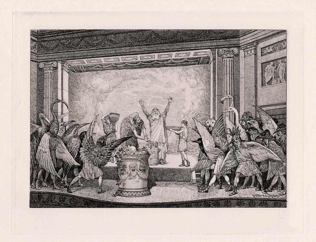 Henry Gillard Glindoni Scene from The Birds of Aristophanes print signed (1 of 2)