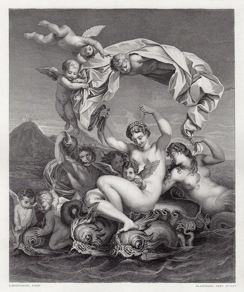 1875 Domenichino Triumph of Galatea engraving signed (1 of 3)