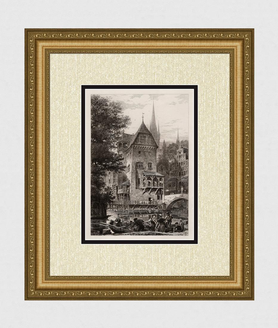 Axel Herman Haig An Old German Mill Original Etching (1 of 4)