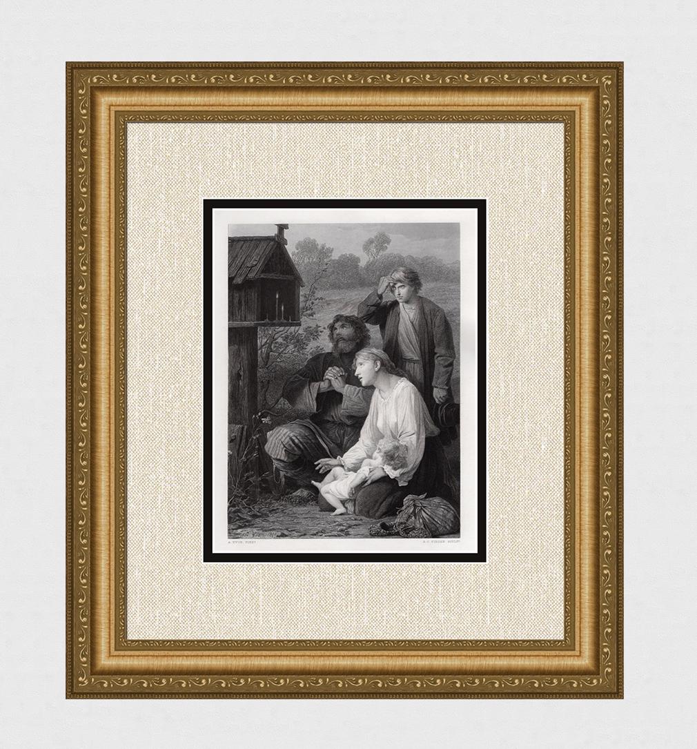 Adolphe Yvon 1800s Religious Engraving "A Shrine in Russia" SIGNED Framed: Adolphe Yvon (1817â€“1893). Was a French. A Shrine in Russia. Antique engraving on wove paper after the original by master engraver George C Finden (British, 1811-1885). Year: 1863. Signed in the