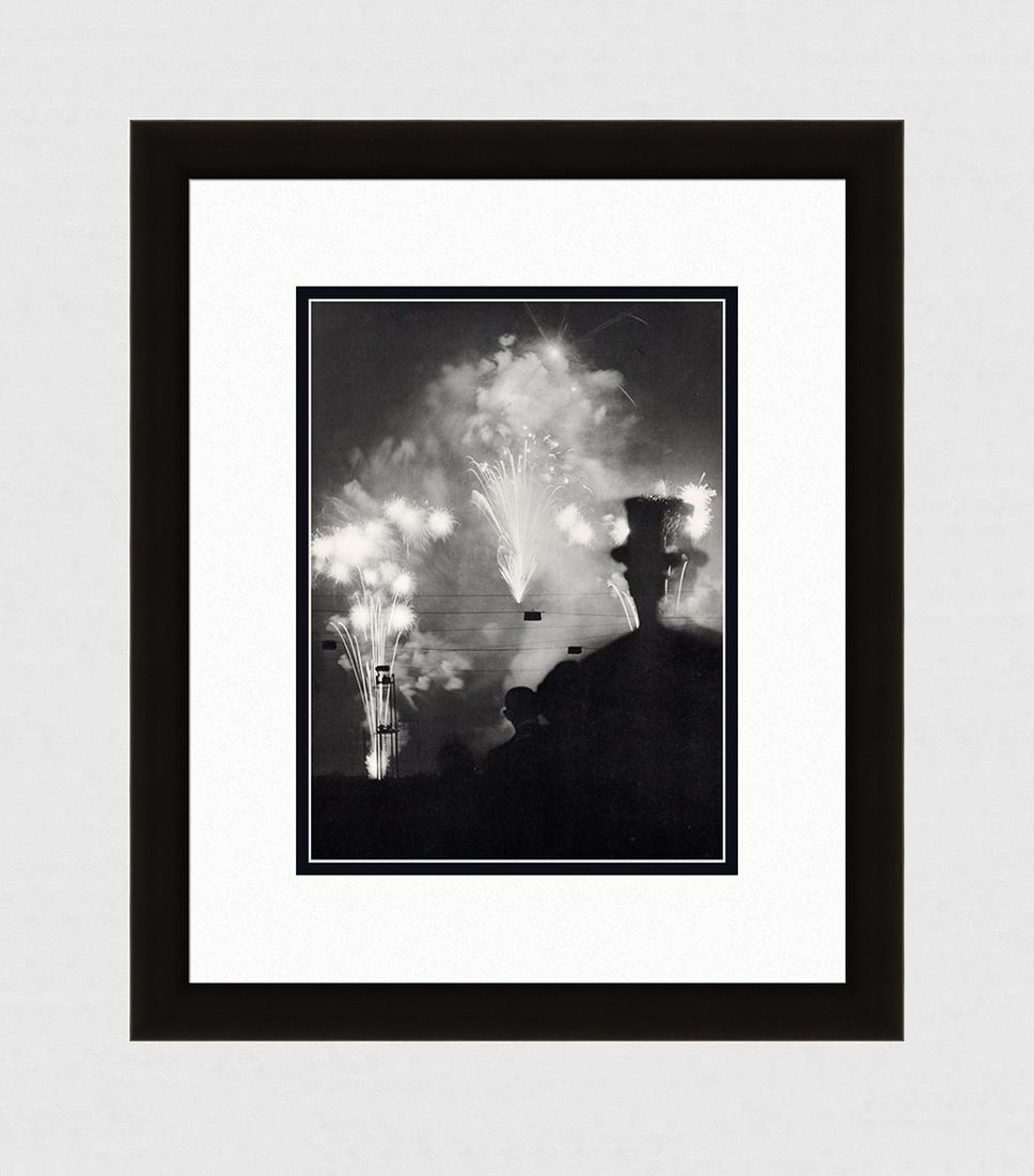 Brassai Fireworks 1930's photogravure: Brassai. (Hungarian-French, 1899-1984). Fireworks. Antique Photogravure. 1937-1940. Excellent. Teriade. Draeger Freres. Image Size 10 1/4 x 14 inches. Approximately 18 x 22 inches. This piece has been