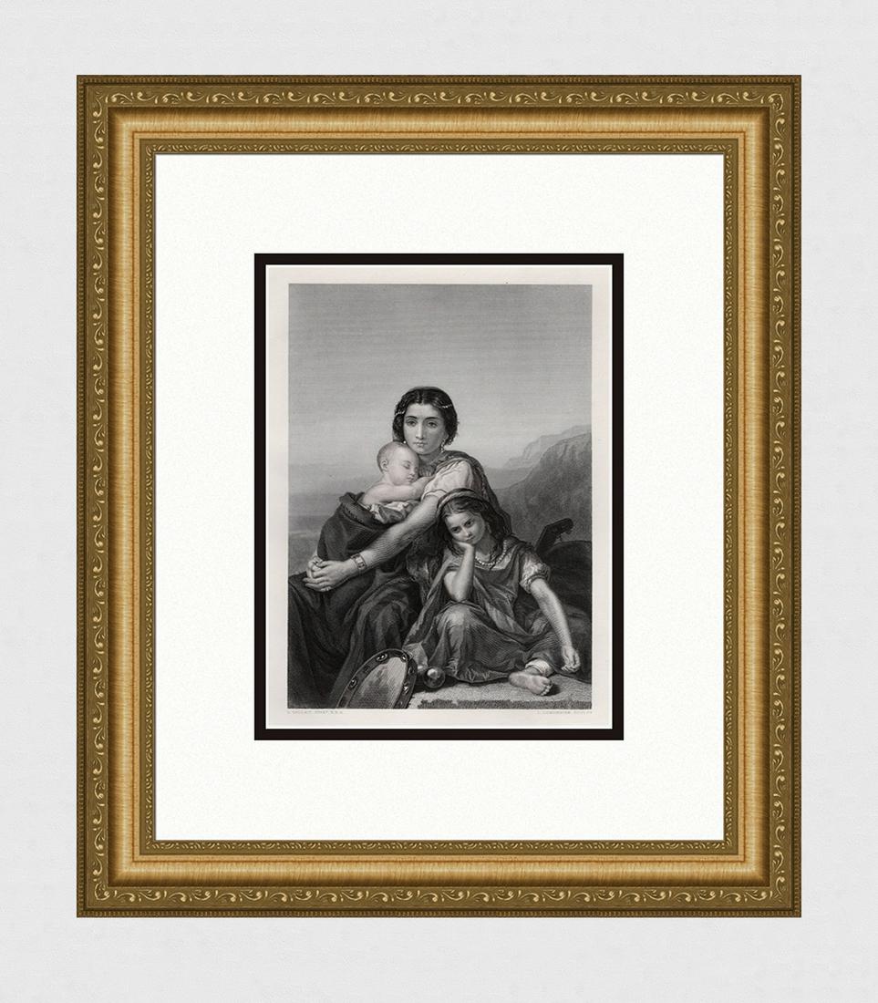 Louis Gallait Engraving The Gypsy & her Children" Framed Signed (1 of 4)