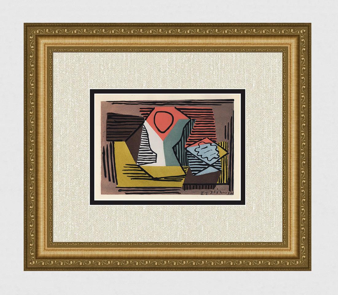 Pablo PICASSO 1929 Limited Pochoir "Nature Morte" SIGNED Gallery Framed: Pablo Picasso (Spanish, 1881-1973). Nature Morte (Still Life). Pochoir on wove paper, after the original painting. Limited to 1000. Year: 1929. Signed in the plate, lower right. Publisher: Charles Mor