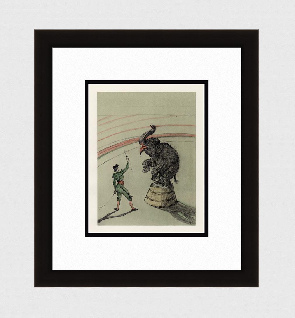 Toulouse Lautrec Color Lithograph Circus Ltd ed: Toulouse Lautrec (French, 1864 - 1901). Elephant in Freedom (Elephant en Liberte). Color lithograph on wove paper after the original color crayon drawing. 1952. Signed in the plate, lower right.. Limi