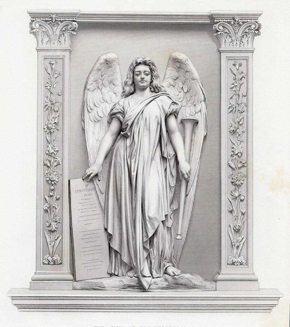John Adams Action 1878 engraving The Angel of the Resurrection signed (1 of 2)