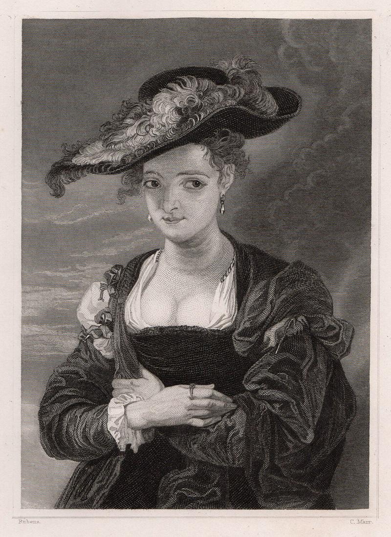 Sir Peter Paul Rubens Chapeau De Paille 1834 Engraving Signed (1 of 2)