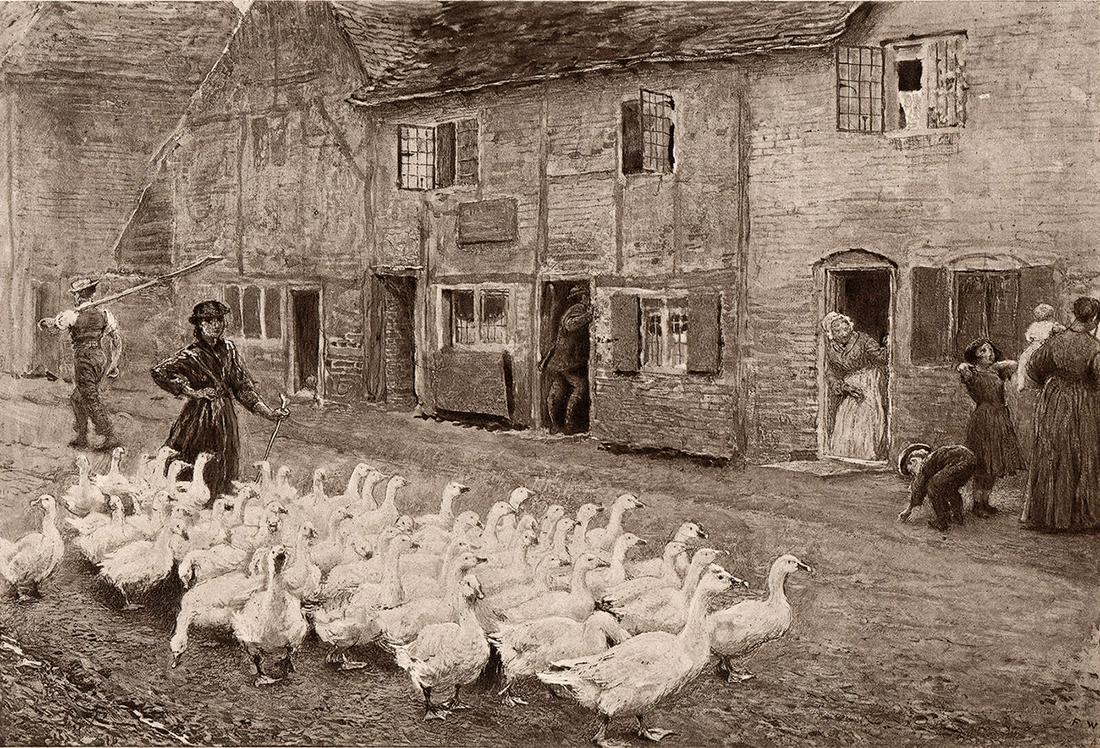 1877 Frederick Walker Geese print signed (1 of 1)