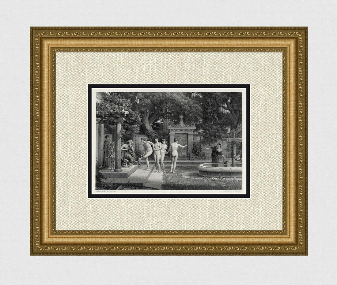 Edward John Poynter 1800s Engraving "Aesculapius & Venus" SIGNED FRAMED (1 of 4)