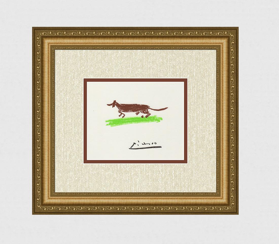 Famous PICASSO 1968 Color Lithograph "The Sausage Dog" Signed Framed (1 of 2)