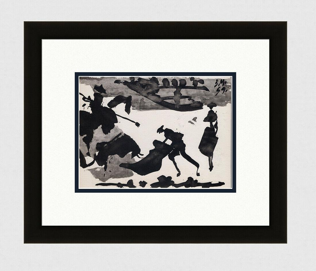 PABLO PICASSO 1961 Vintage Lithograph Bullfighters & Bulls FRAMED (1 of 3)