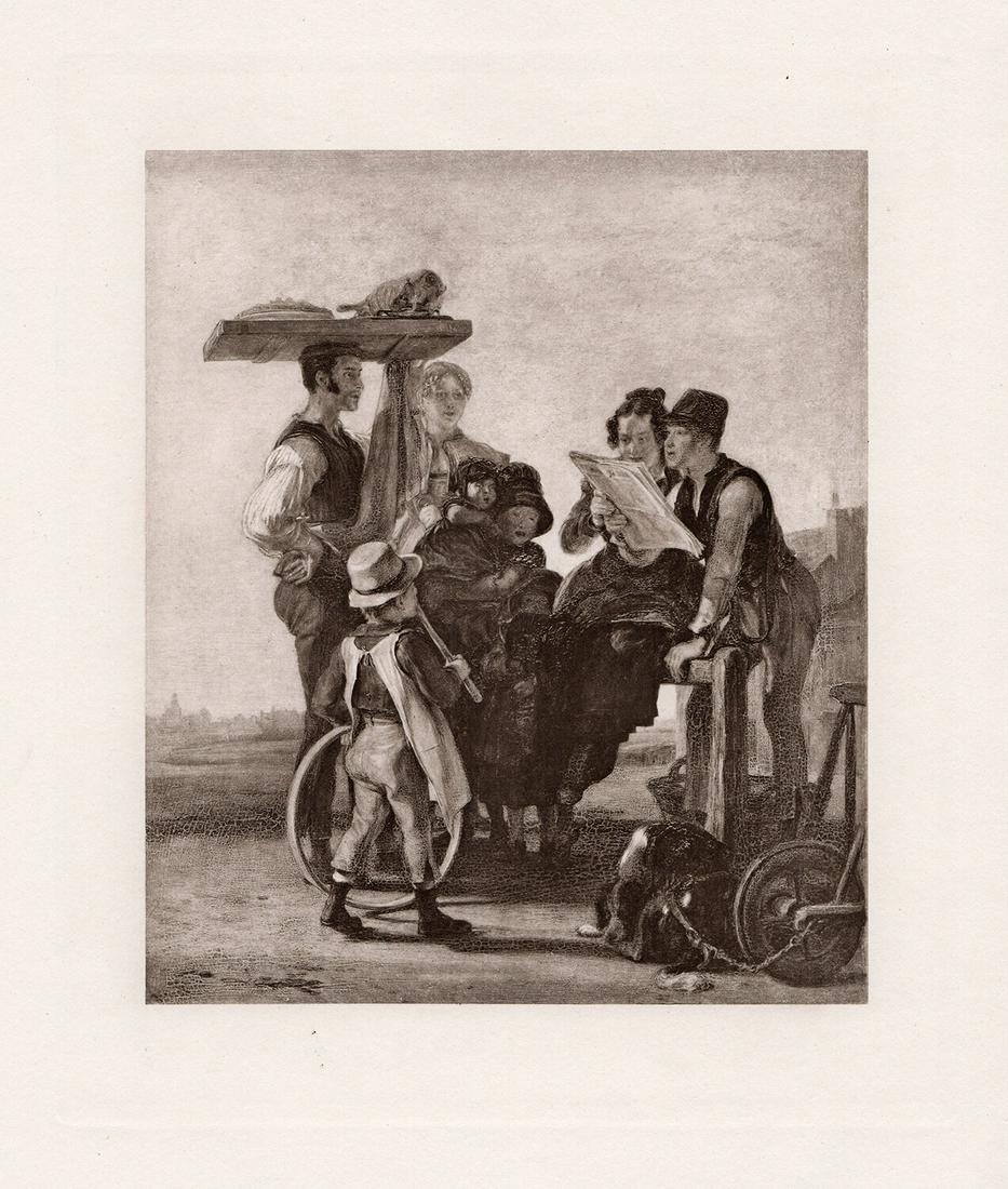 Sir David Wilkie Reading the News 1889 print (1 of 2)