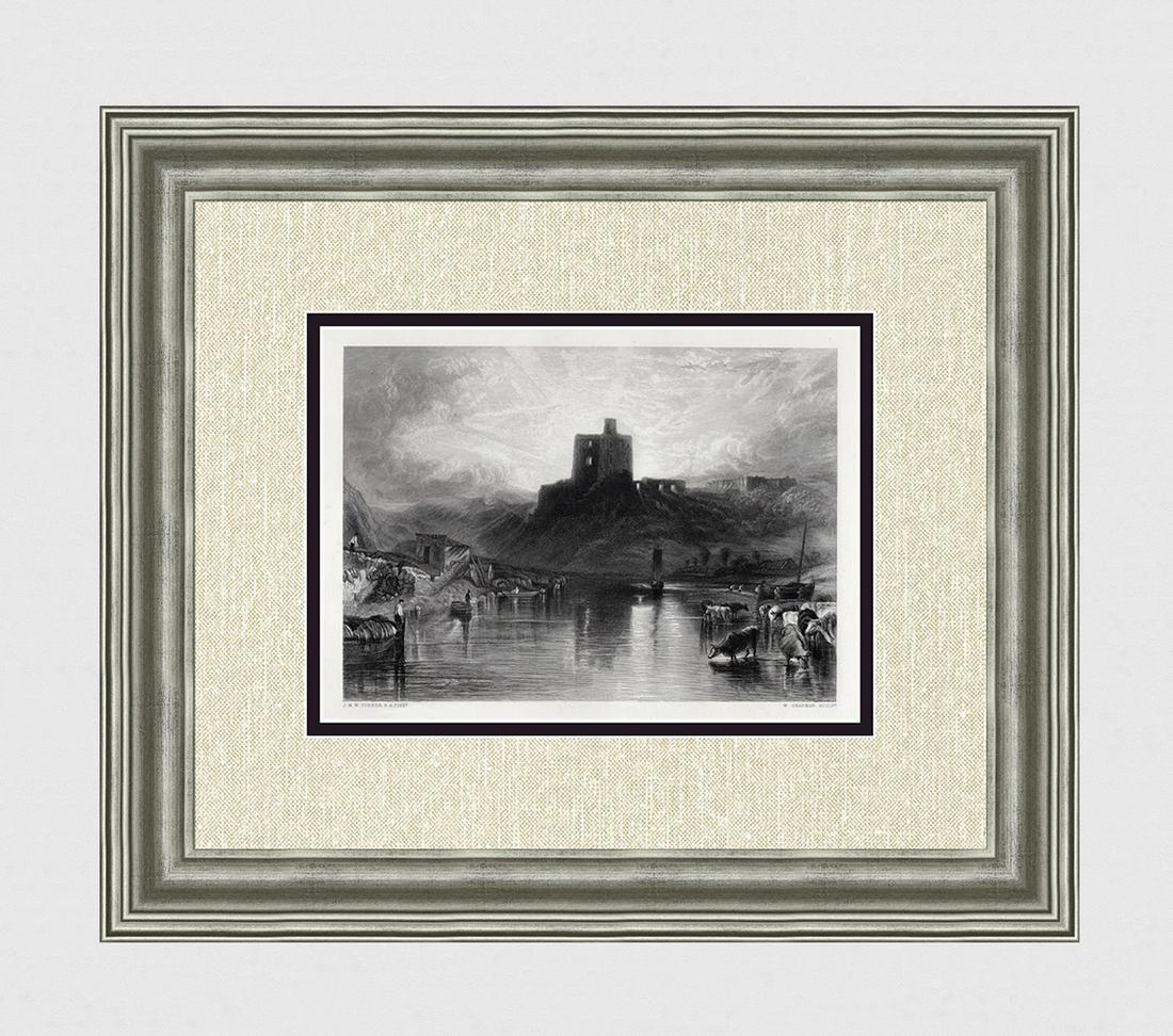 1800s William Turner Engraving Historic Norham Castle Signed Framed (1 of 4)