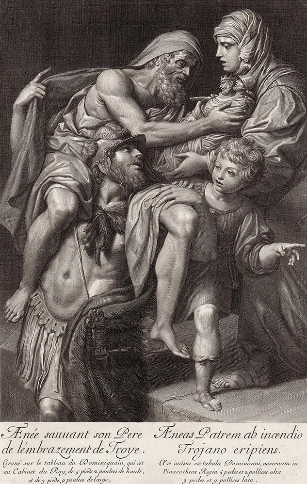 Domenichino 1660 Engraving Aenes Saving his Father from Troy (1 of 3)