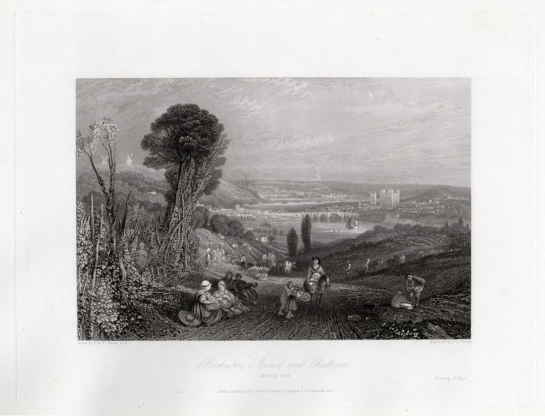 JMW Turner 1832 engraving Rochester, Stroud and Cathem signed (1 of 2)
