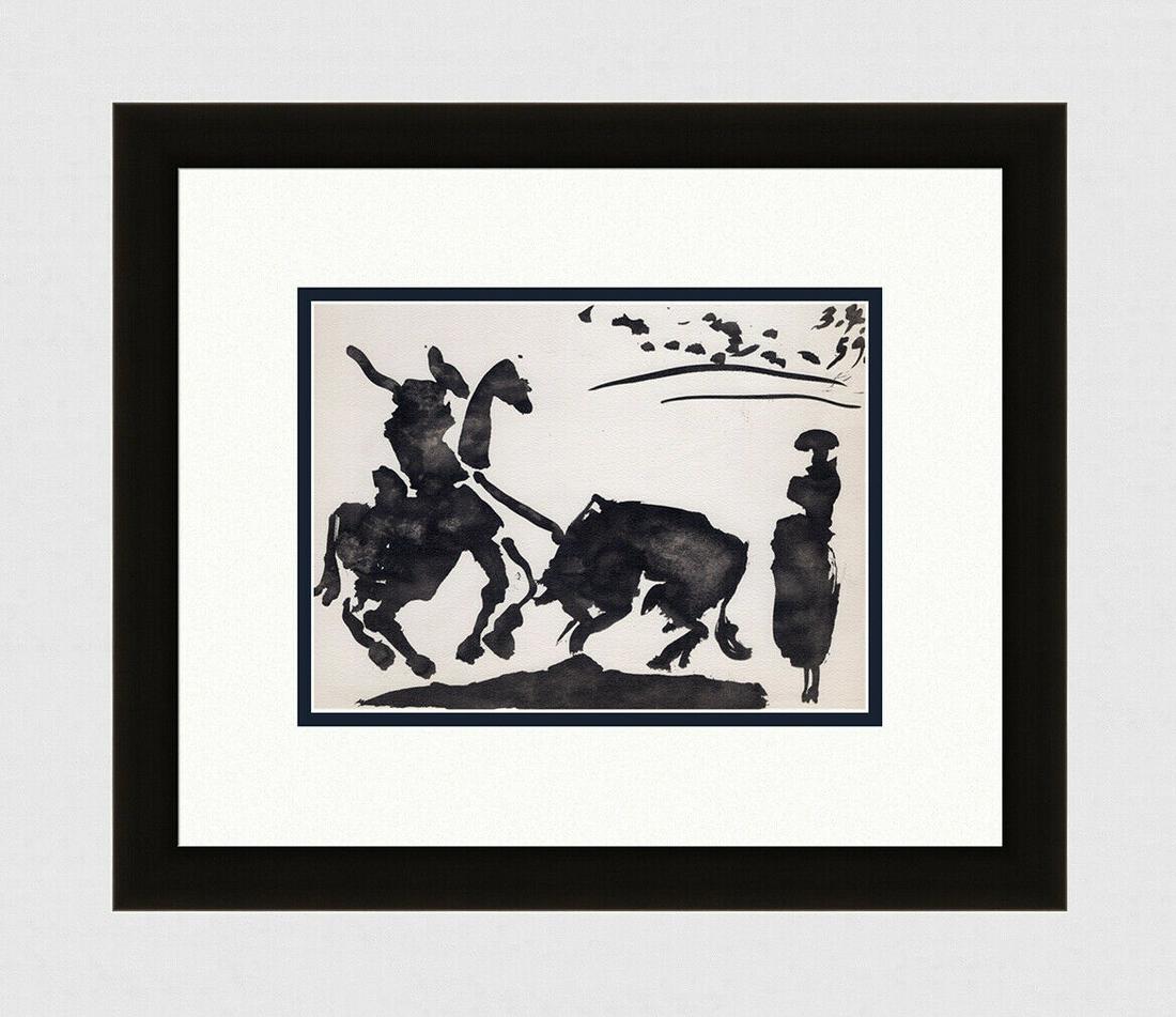 Pablo Picasso 1961 Vintage Lithograph Action in the Bullring FRAMED (1 of 3)