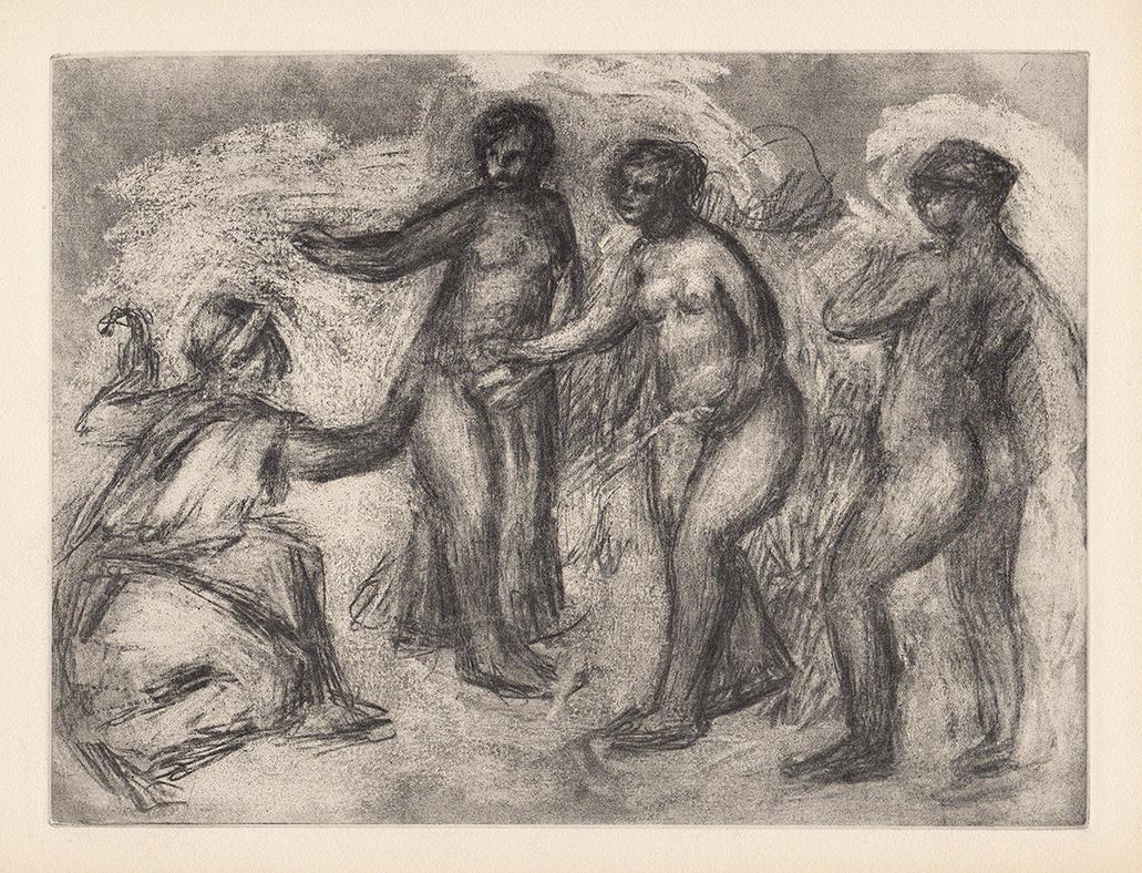 1919 RENOIR Greek Mythology Engraving "Paris with the Goddesses" (1 of 2)