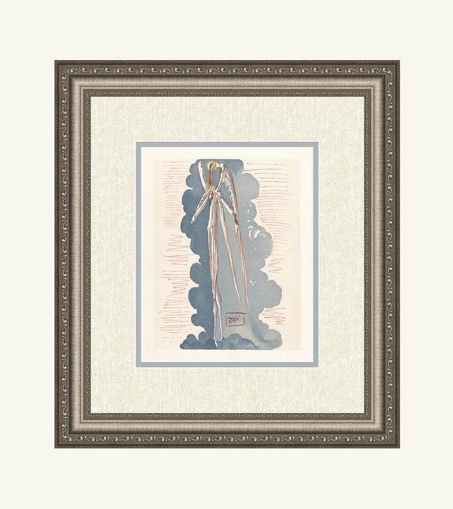 Salvador Dali 1960 Authentic Woodcut Angel Signed Framed (1 of 4)